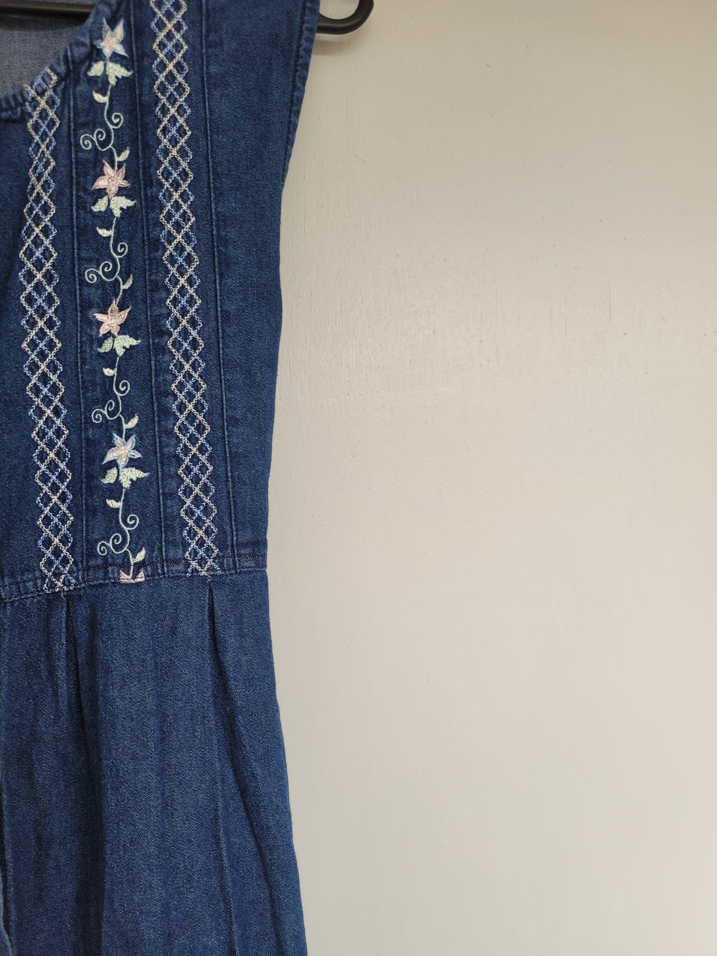 Denim bloemen jurk - M