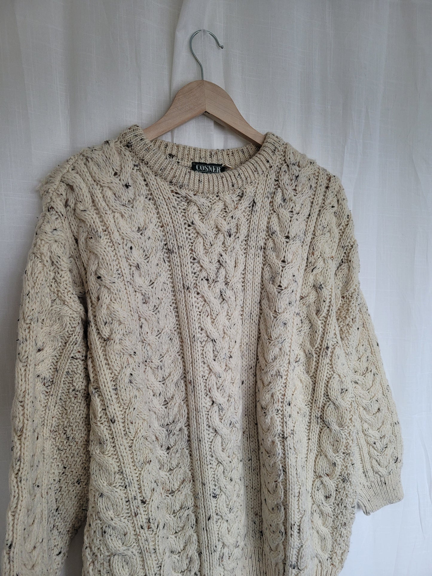 ☕ Morning Stillness - Aran knitted sweater - size L/XL