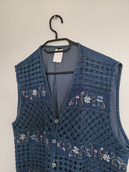 Vintage denim gilet - L