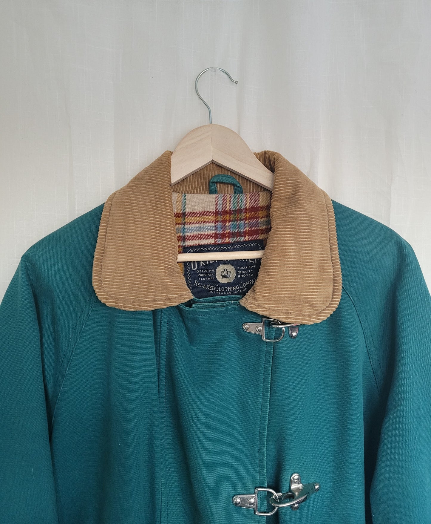 The Wanderer’s Coat 🧭 - long teal coloured coat with corduroy details - size XL/XXL