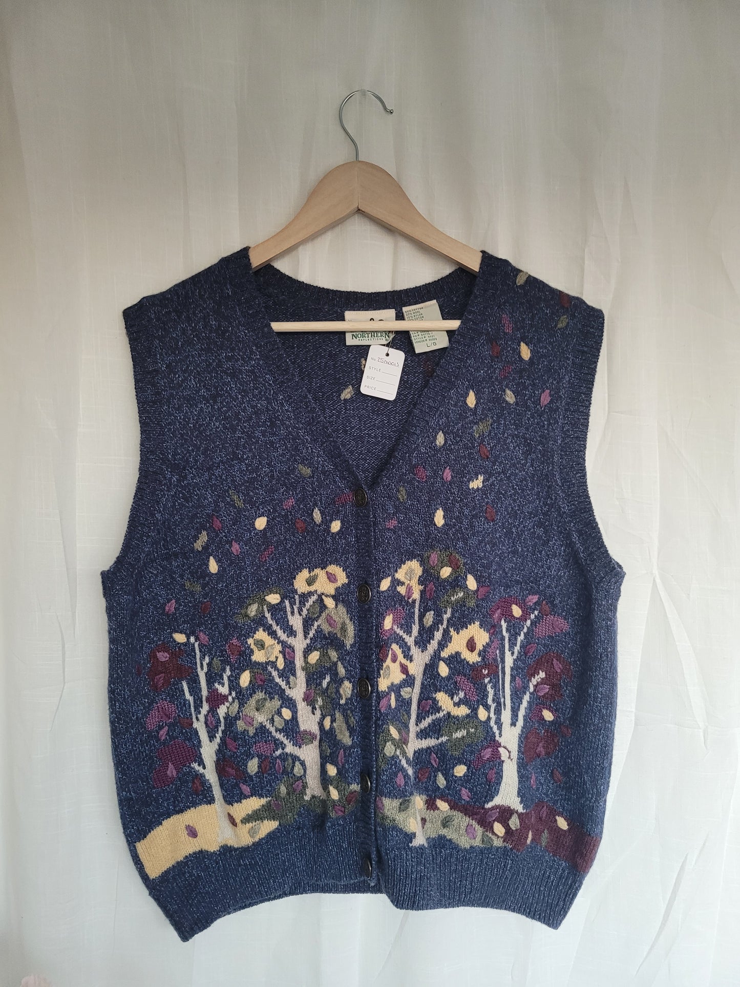 Whispering Leaves 🌙 - vintage vest with autumn tree - size L/XL