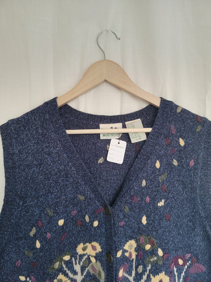 Whispering Leaves 🌙 - vintage vest with autumn tree - size L/XL