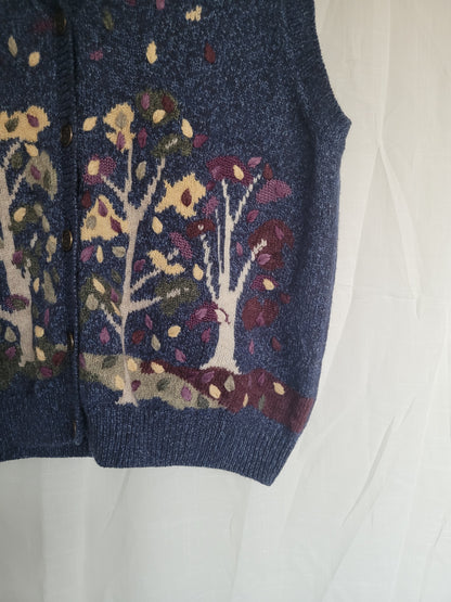 Whispering Leaves 🌙 - vintage vest with autumn tree - size L/XL