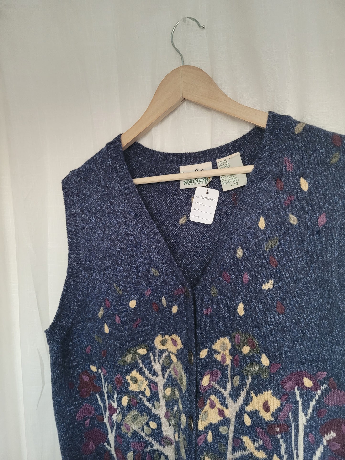 Whispering Leaves 🌙 - vintage vest with autumn tree - size L/XL