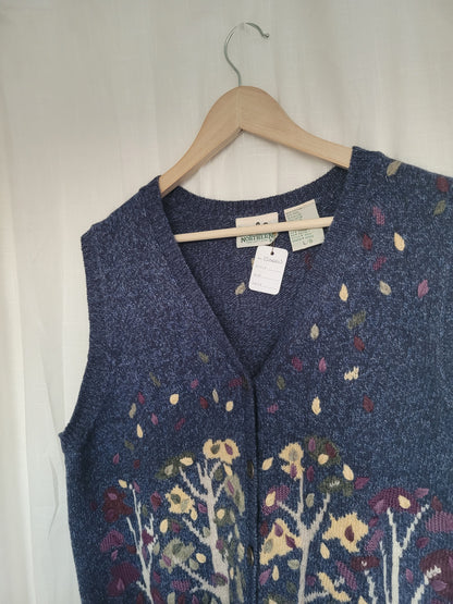 Whispering Leaves 🌙 - vintage vest with autumn tree - size L/XL