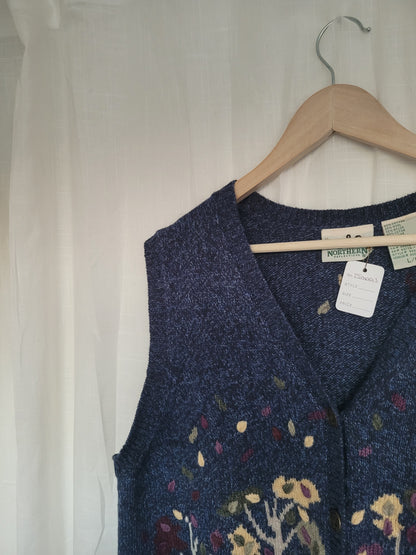 Whispering Leaves 🌙 - vintage vest with autumn tree - size L/XL