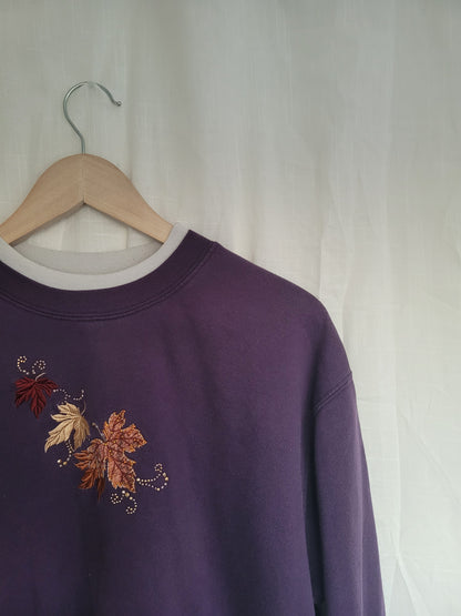 Twilight Leaves 🍁 - vintage crewneck sweater with leaves -size L