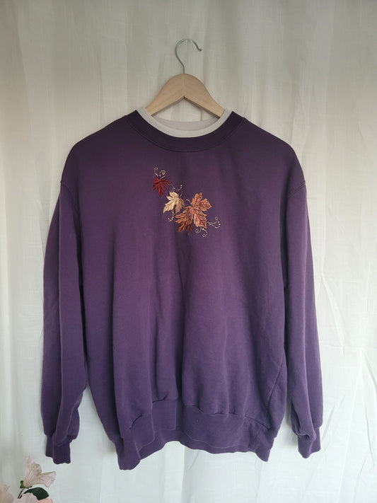 Twilight Leaves 🍁 - vintage crewneck sweater with leaves -size L