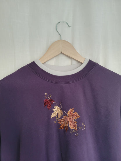 Twilight Leaves 🍁 - vintage crewneck sweater with leaves -size L