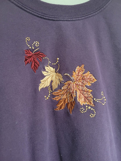 Twilight Leaves 🍁 - vintage crewneck sweater with leaves -size L