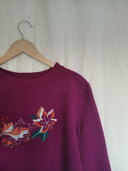 Autumn Glow ✨ - vintage crewneck sweater with shiny leaves - size M/L