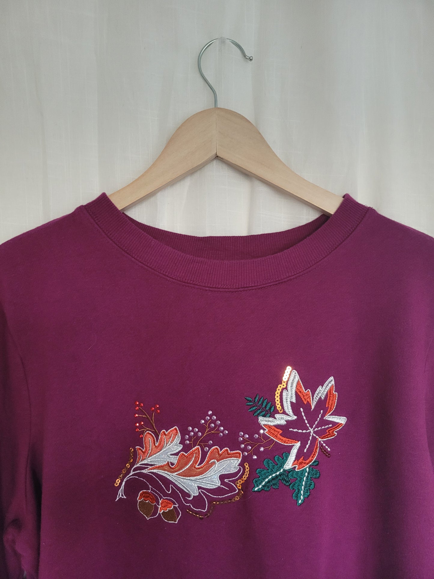 Autumn Glow ✨ - vintage crewneck sweater with shiny leaves - size M/L