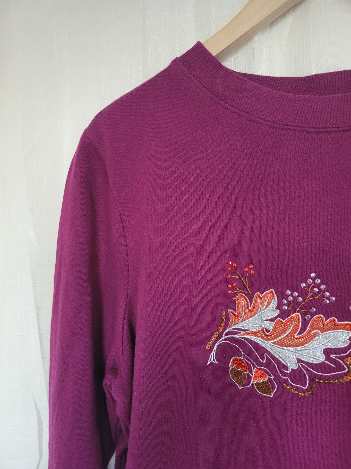 Autumn Glow ✨ - vintage crewneck sweater with shiny leaves - size M/L