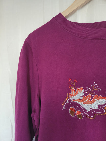 Autumn Glow ✨ - vintage crewneck sweater with shiny leaves - size M/L