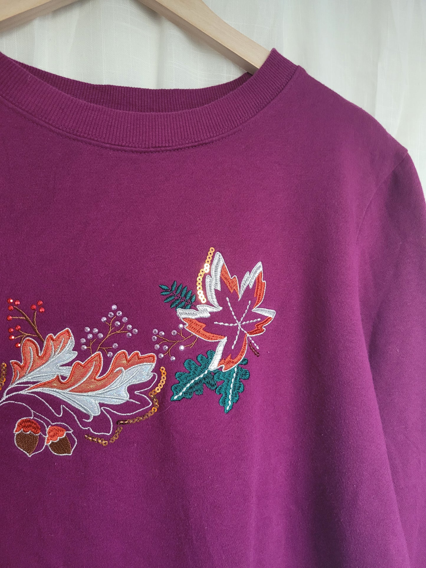 Autumn Glow ✨ - vintage crewneck sweater with shiny leaves - size M/L