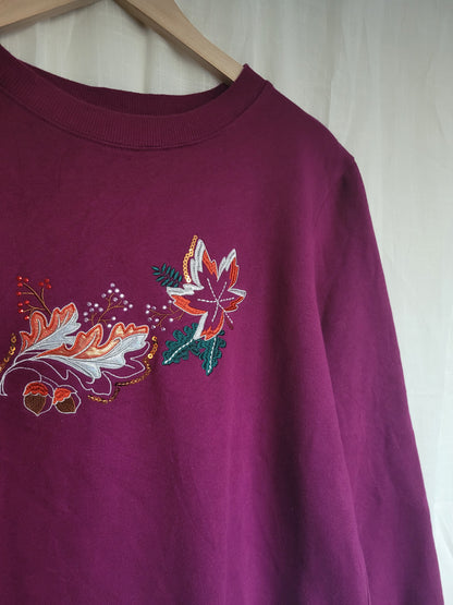 Autumn Glow ✨ - vintage crewneck sweater with shiny leaves - size M/L