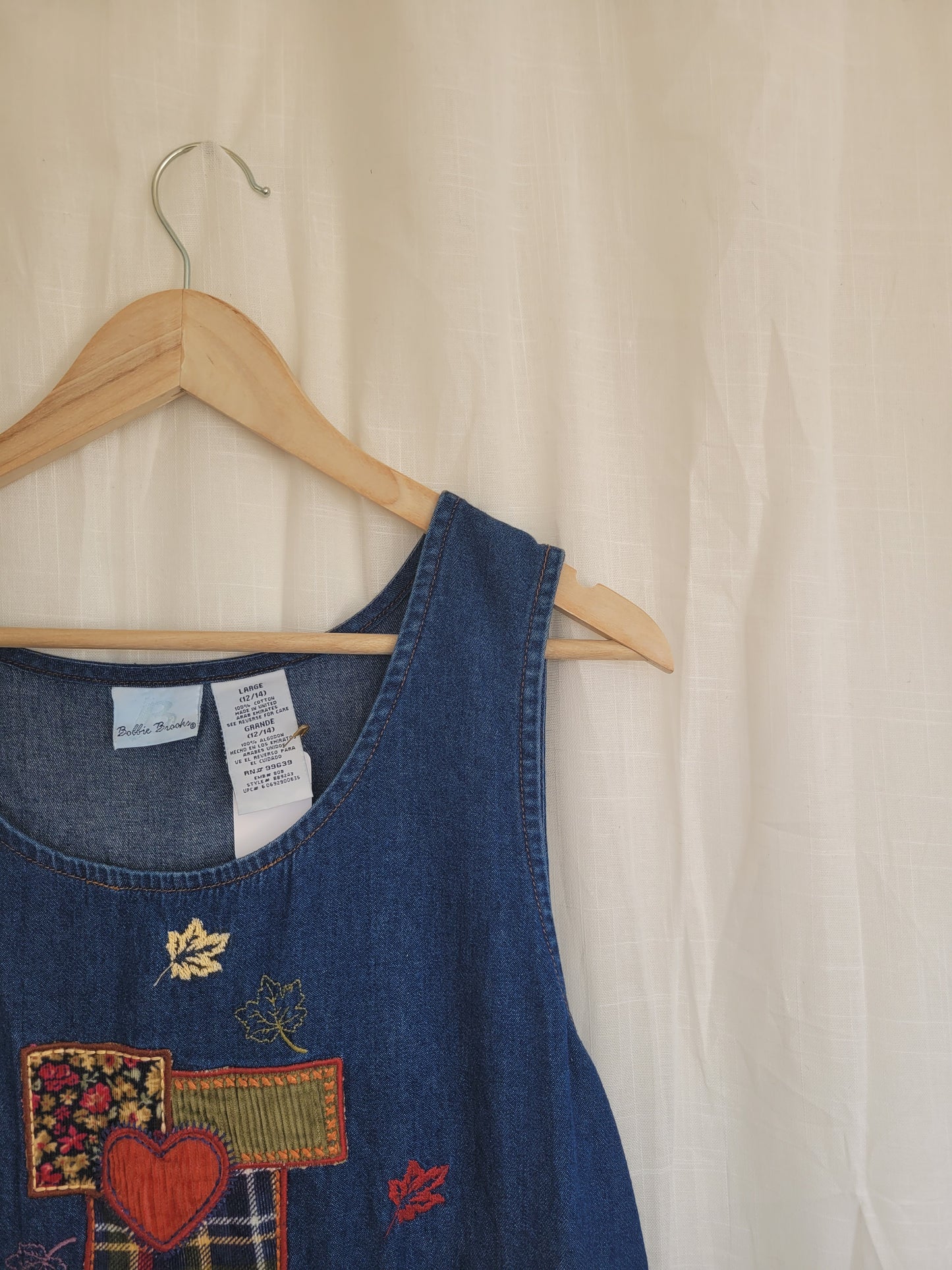 Fields of Love 🌾 - vintage denim dress with embroidered patches in autumn colours - size XS/S/M/L