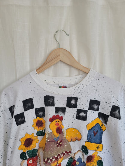 Sunflower Song 🌞 - vintage t-shirt with late summer/autumn print - size L