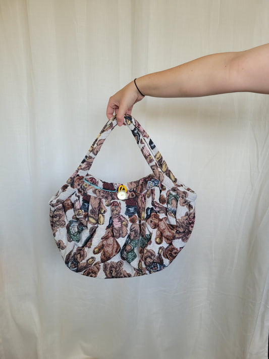 The Bear Pair Bag 🧸 - vintage tapestry bag with bear print