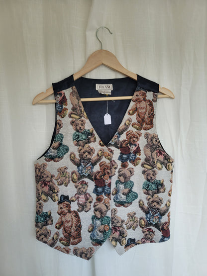 The Bear Pair Vest🧸 - vintage tapestry gilet with bear print - size M
