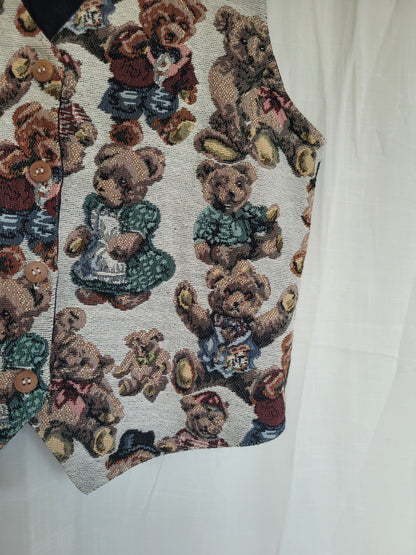 The Bear Pair Vest🧸 - vintage tapestry gilet with bear print - size M
