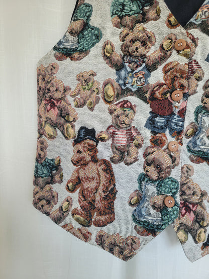 The Bear Pair Vest🧸 - vintage tapestry gilet with bear print - size M