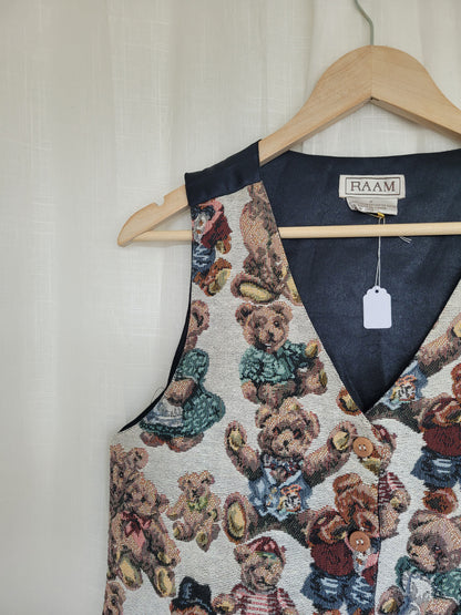 The Bear Pair Vest🧸 - vintage tapestry gilet with bear print - size M