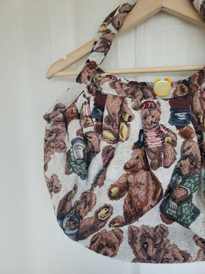 The Bear Pair Bag 🧸 - vintage tapestry bag with bear print