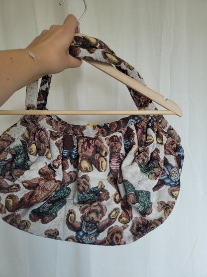 The Bear Pair Bag 🧸 - vintage tapestry bag with bear print
