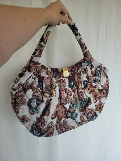The Bear Pair Bag 🧸 - vintage tapestry bag with bear print