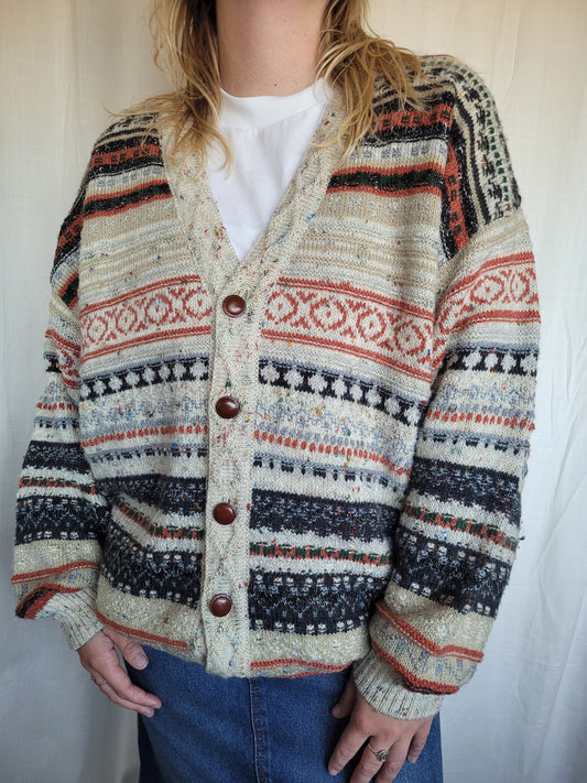 🍂 Grandpa’s Harvest Knit - vintage grandpa vibe knitted cardigan - size XL/XXL