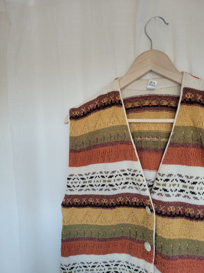 🌾 Fields of Amber - vintage vest with autumn colours - size L