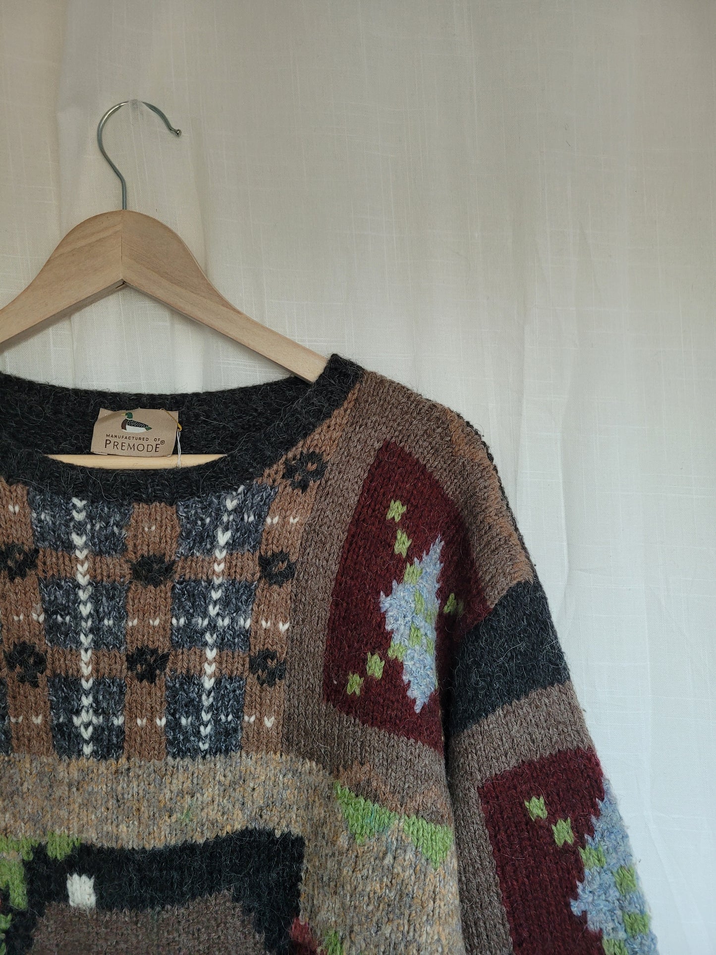 🐑 Shepherd’s Cottage - vintage knitted sweater with cute details - size L