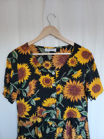 🌻 Sunlit Farewell - vintage dress with sunflower design - size S/M
