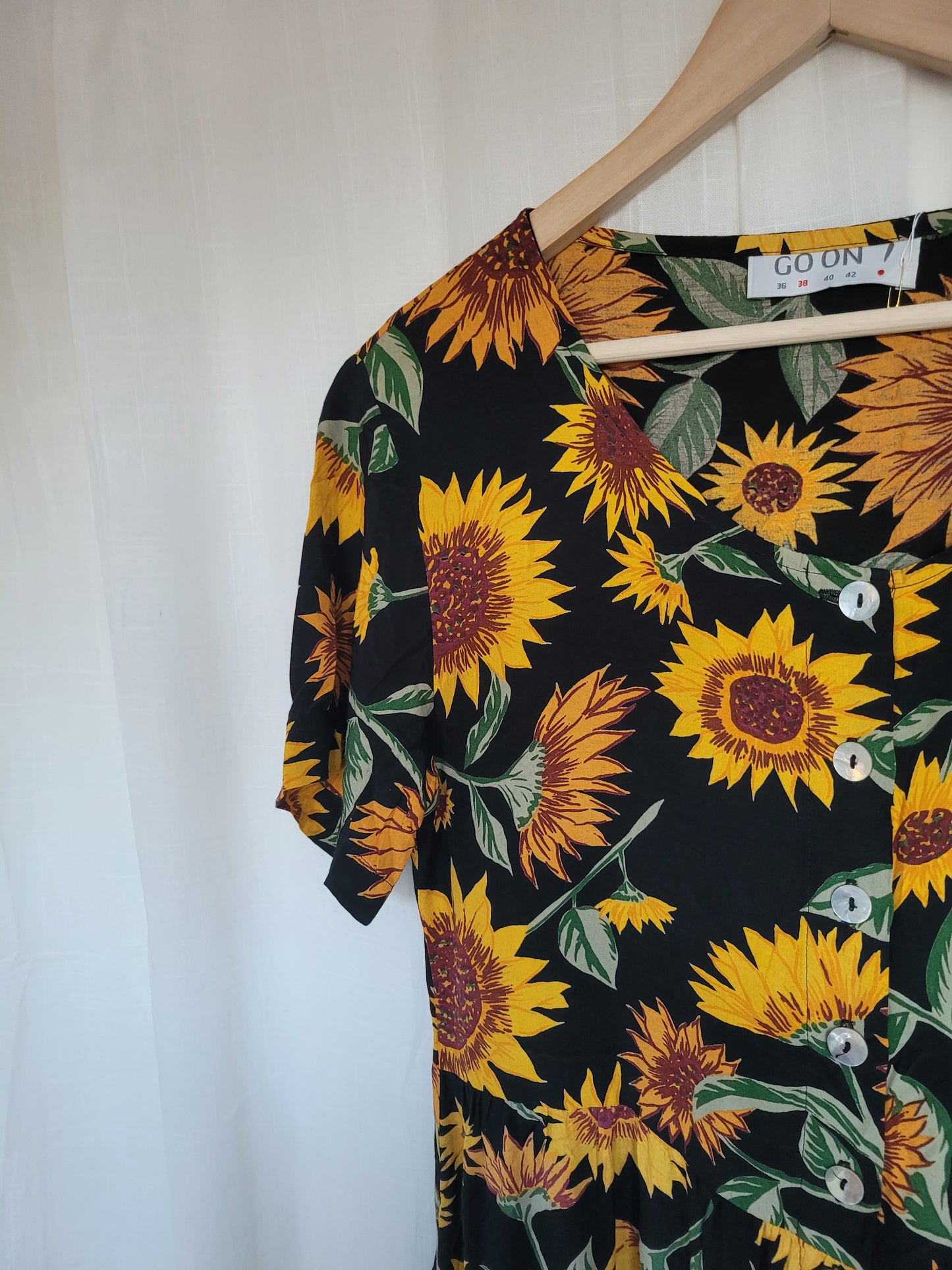 🌻 Sunlit Farewell - vintage dress with sunflower design - size S/M
