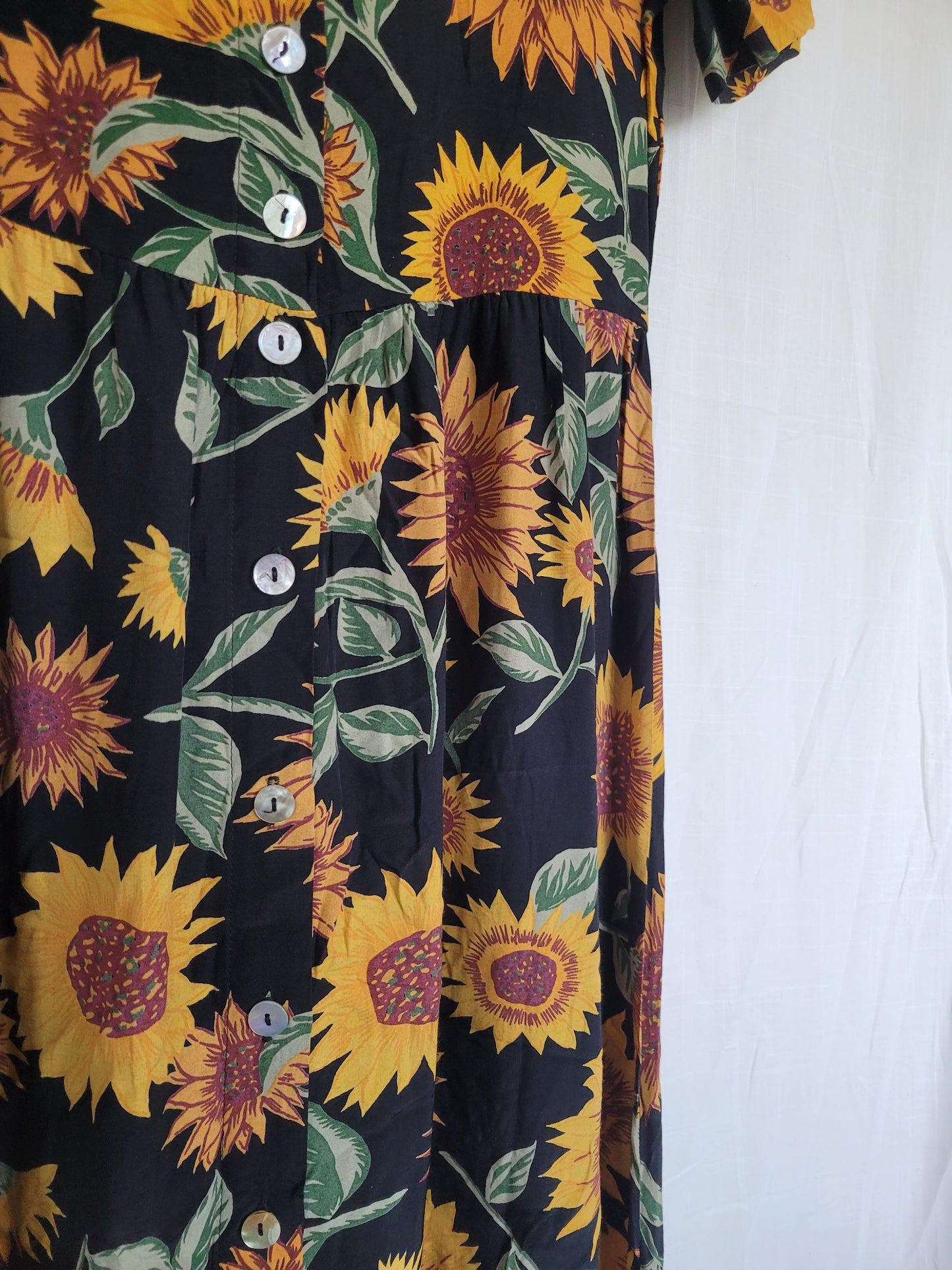 🌻 Sunlit Farewell - vintage dress with sunflower design - size S/M