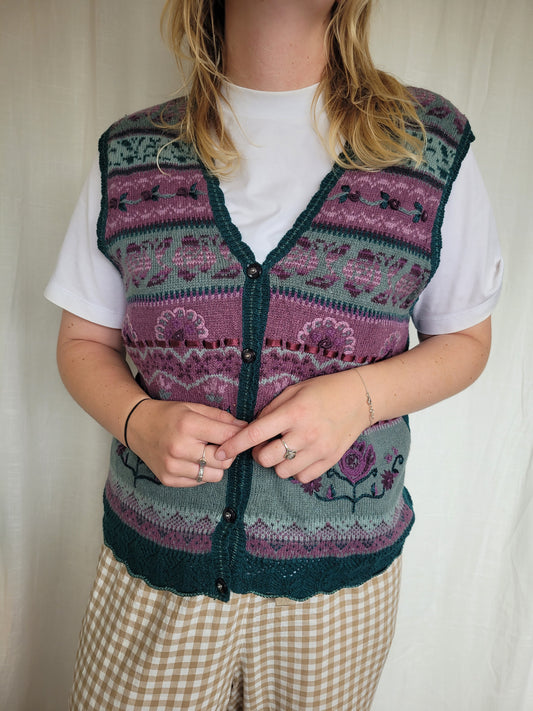 ✨ Mystic Mosaic - vintage purple/teal colored spencer - size M
