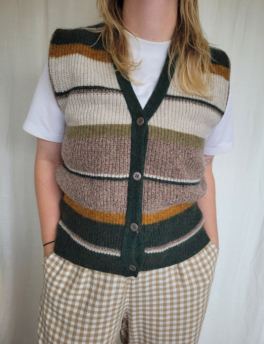 🌾 Fields at Dawn - vintage striped spencer vest - size M/L