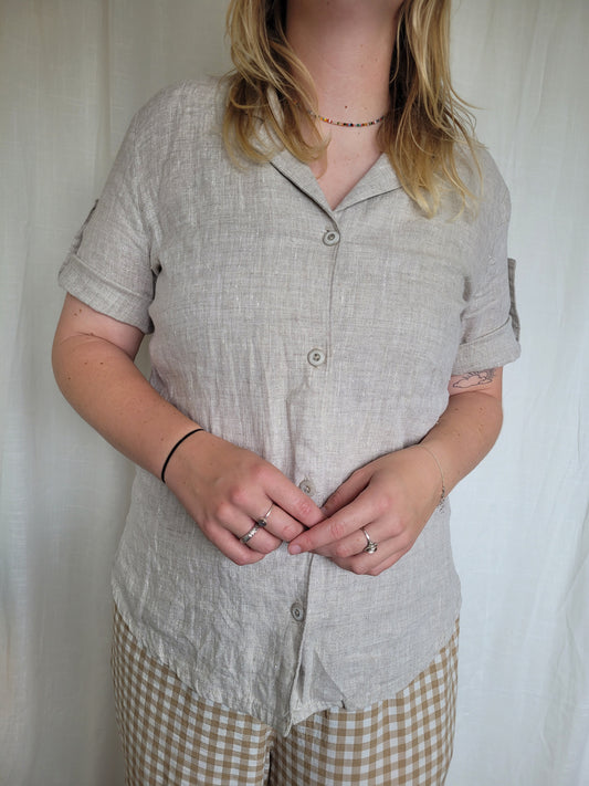 🤍 Quiet Simplicity - simple linen blouse - size M/L