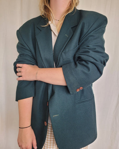 🌲 Evergreen Silence - dark green vintage blazer - size XL/XXL