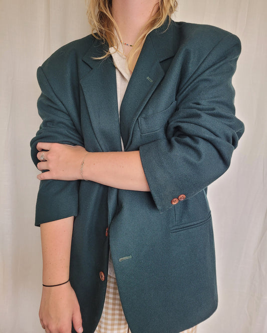 🌲 Evergreen Silence - dark green vintage blazer - size XL/XXL