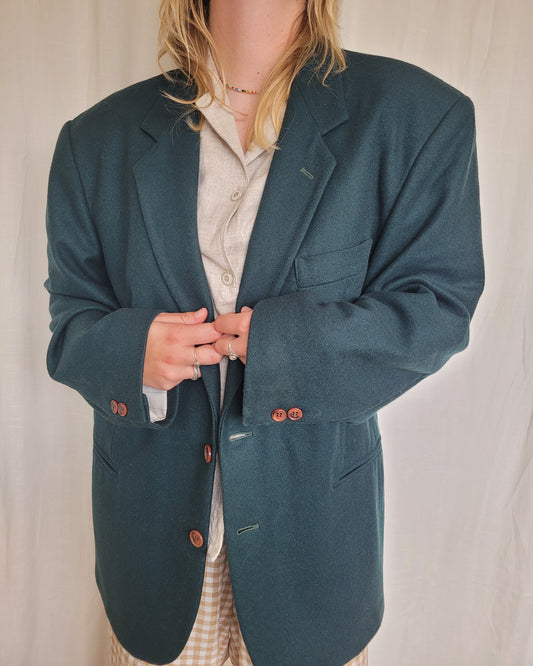 🌲 Evergreen Silence - dark green vintage blazer - size XL/XXL