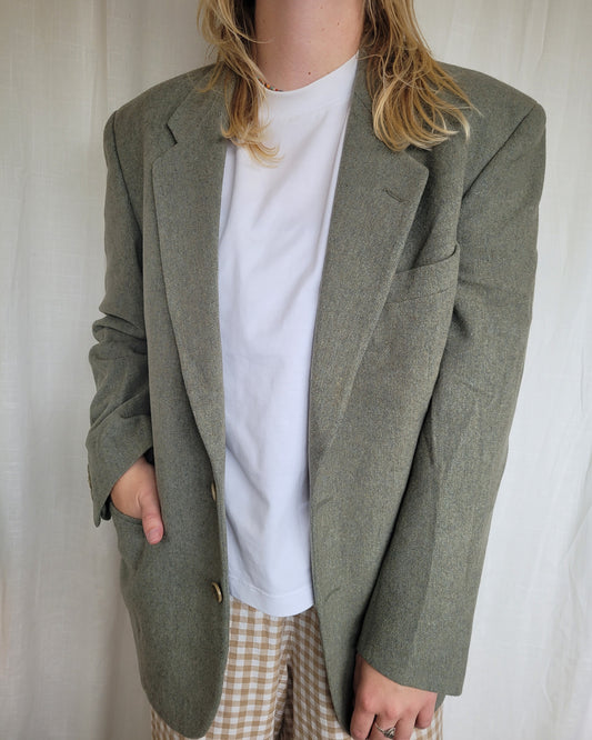 🌅 Whispers of Dawn - vintage green/grey blazer - size L/XL