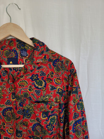 🌅 Echoes of a Funky Dawn - funky red vintage blouse with patterns - size M