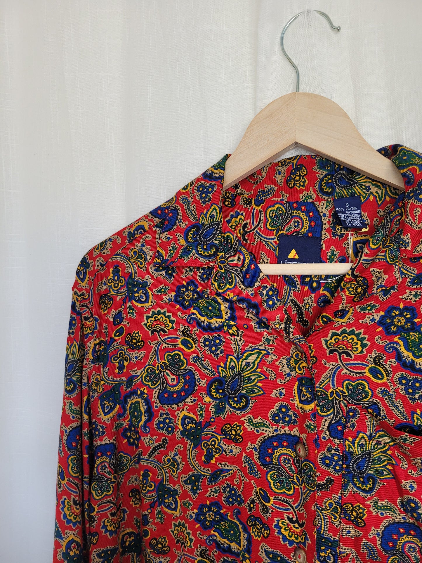🌅 Echoes of a Funky Dawn - funky red vintage blouse with patterns - size M