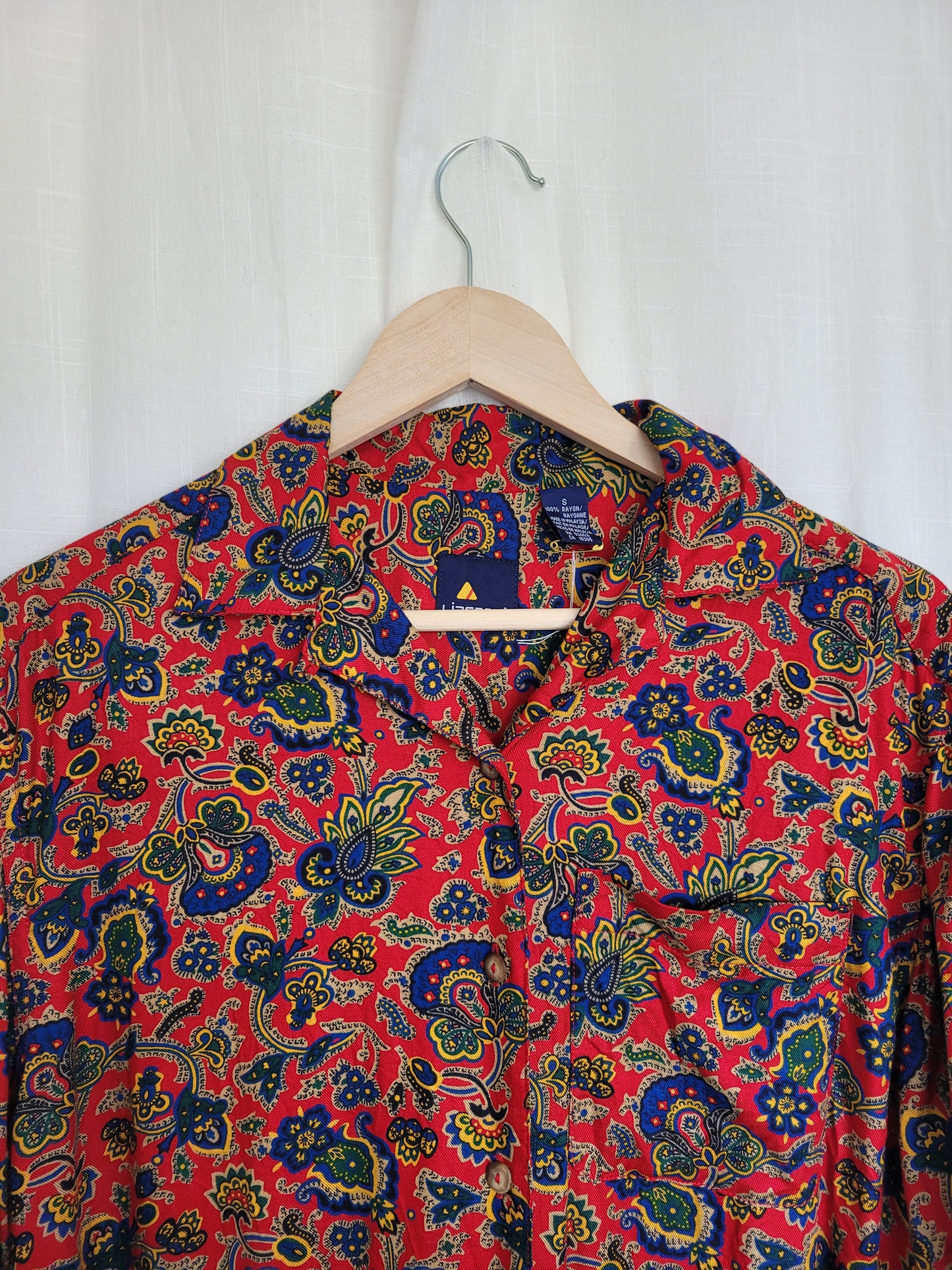🌅 Echoes of a Funky Dawn - funky red vintage blouse with patterns - size M