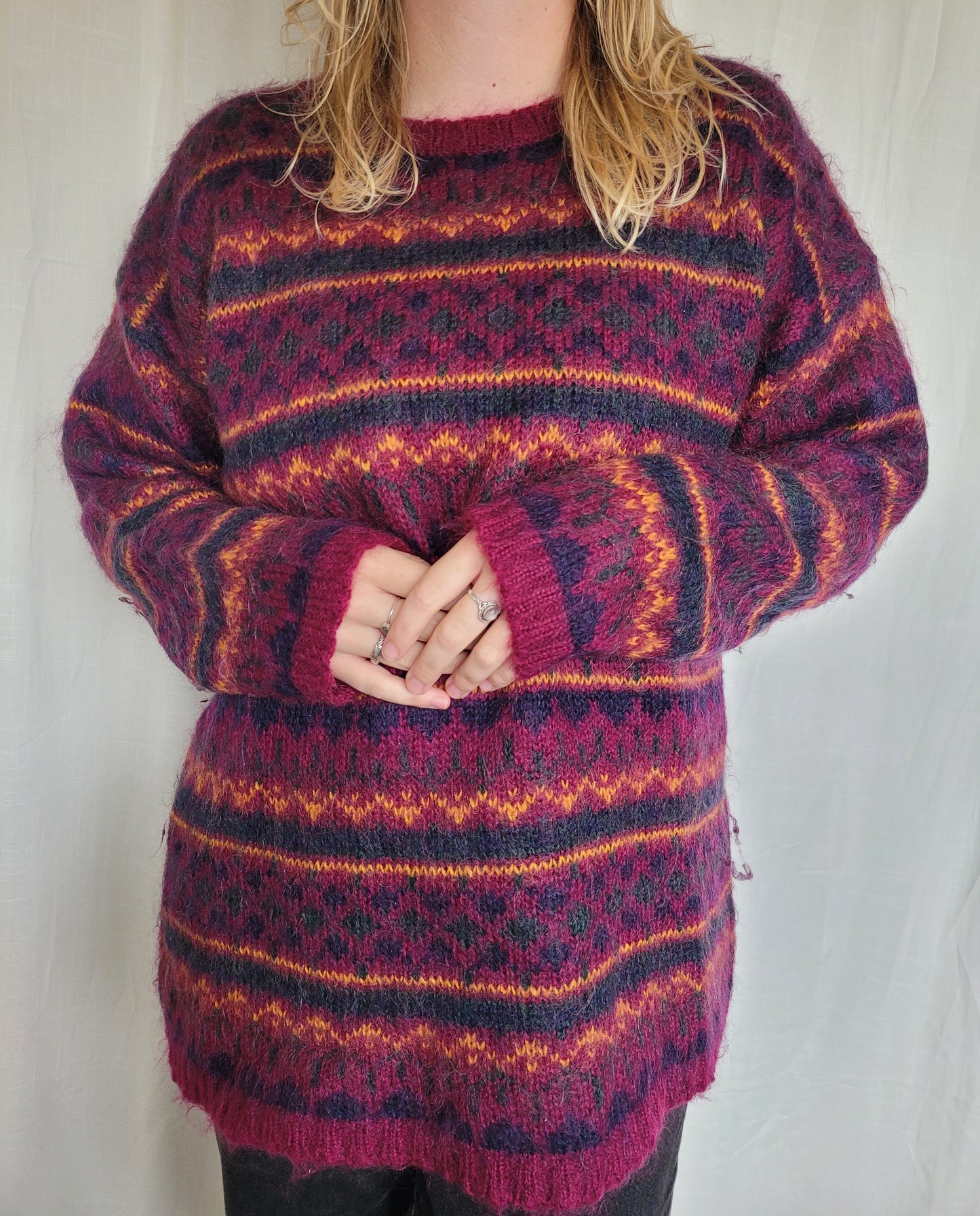 🔥 By the Fireside Glow - vintage long knitted sweater - size L/XL