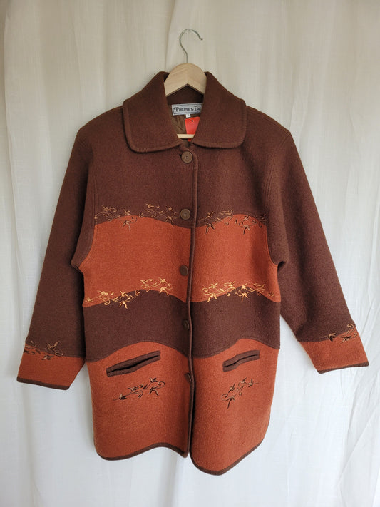 🍁 Embers by the Gate - vintage orange and brown woolen jacket - size L