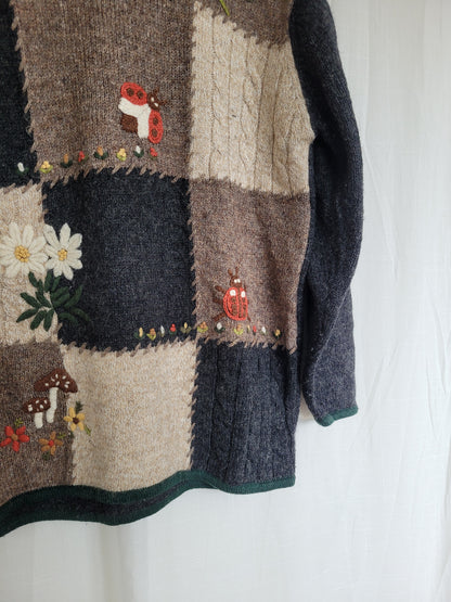 🌼 The Edelweiss Trail - vintage knitted sweater with embroidered details - size S/M