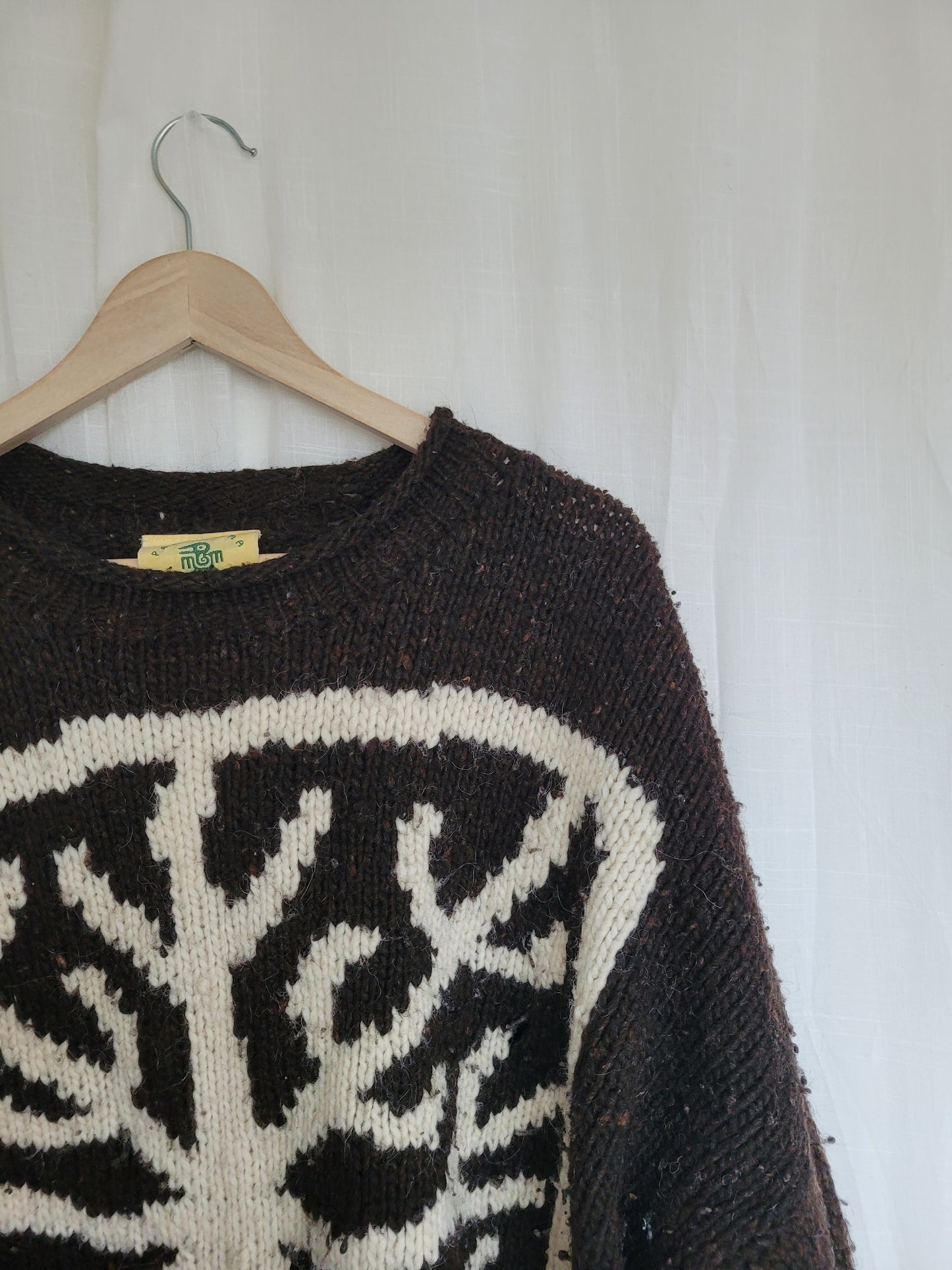 🍂 Under Bare Branches - vintage dark brown Pachamama knit with tree image - size XXL
